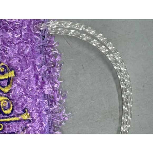 Bella Bee Purple Fuzzy Handbag Clear Handle for kids plastic handles 5x7" READ - Picture 4 of 6